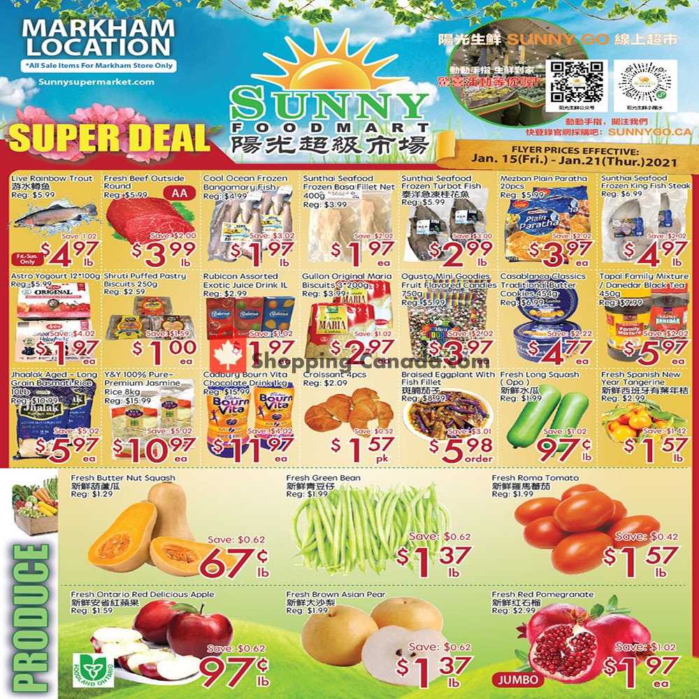 Sunny Foodmart flyer from Friday January 15, 2021 to Thursday January 21, 2021 - page 1