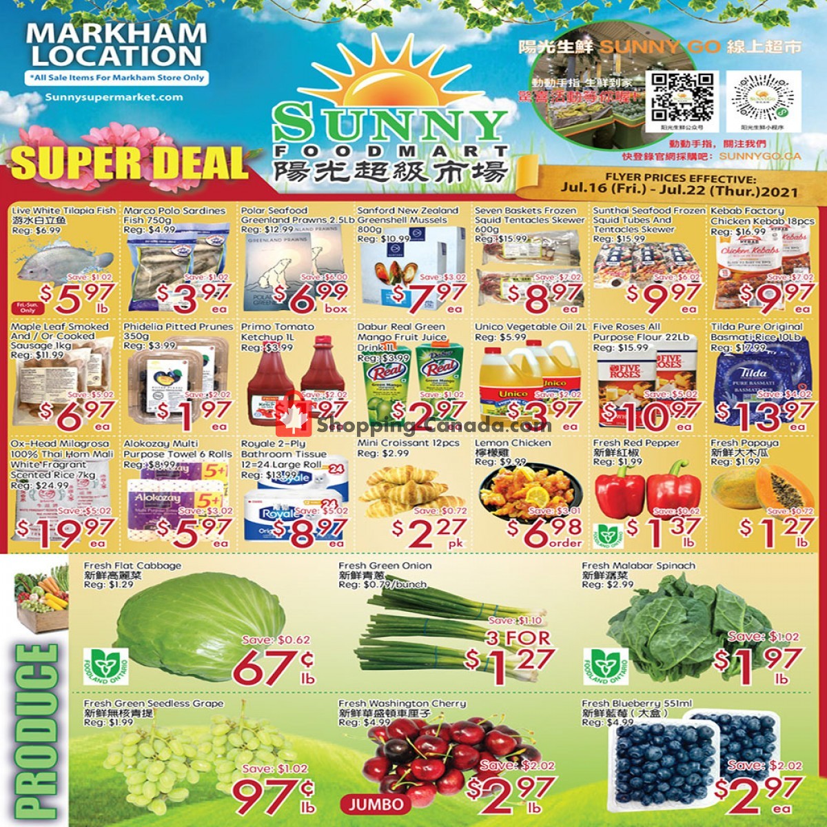 Sunny Foodmart flyer from Friday July 16, 2021 to Thursday July 22, 2021 - page 1
