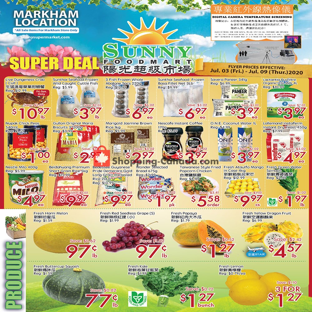 Sunny Foodmart flyer from Friday July 3, 2020 to Thursday July 9, 2020 - page 1