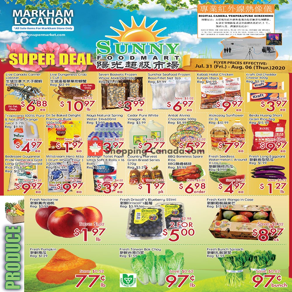 Sunny Foodmart flyer from Friday July 31, 2020 to Thursday August 6, 2020 - page 1