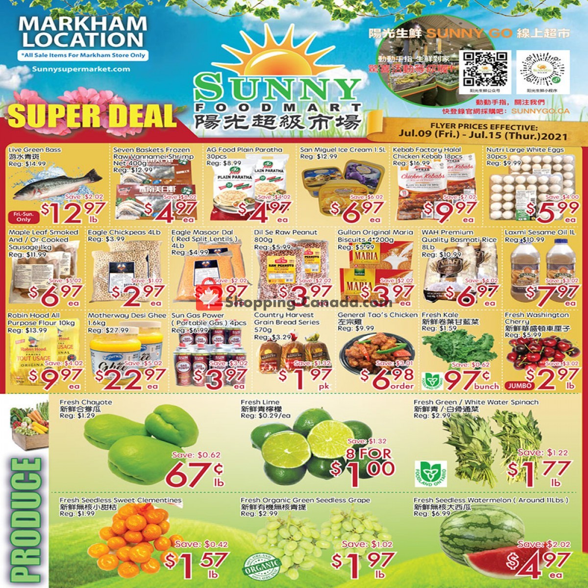 Sunny Foodmart flyer from Friday July 9, 2021 to Thursday July 15, 2021 - page 1