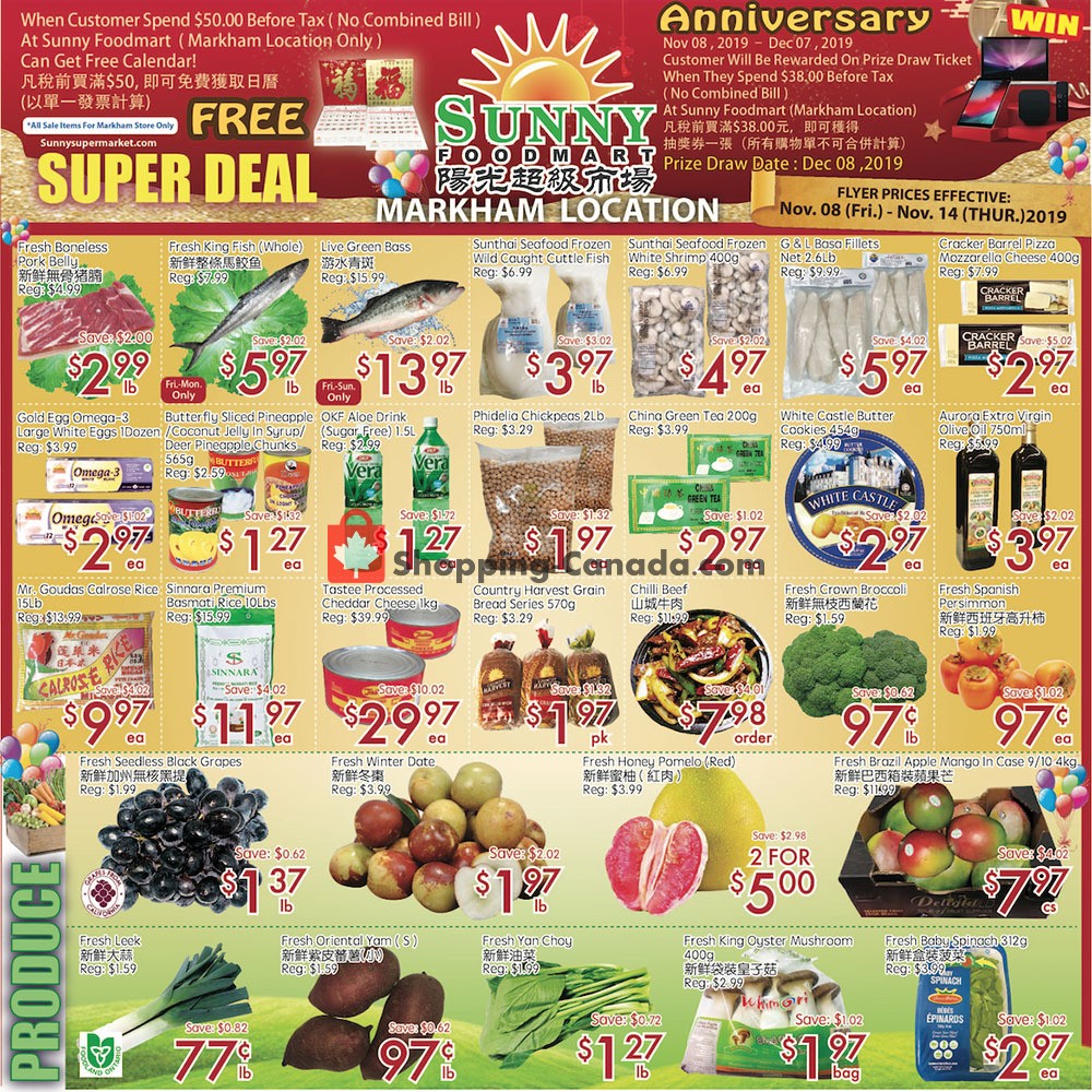 Sunny Foodmart flyer from Friday November 8, 2019 to Thursday November 14, 2019 - page 1