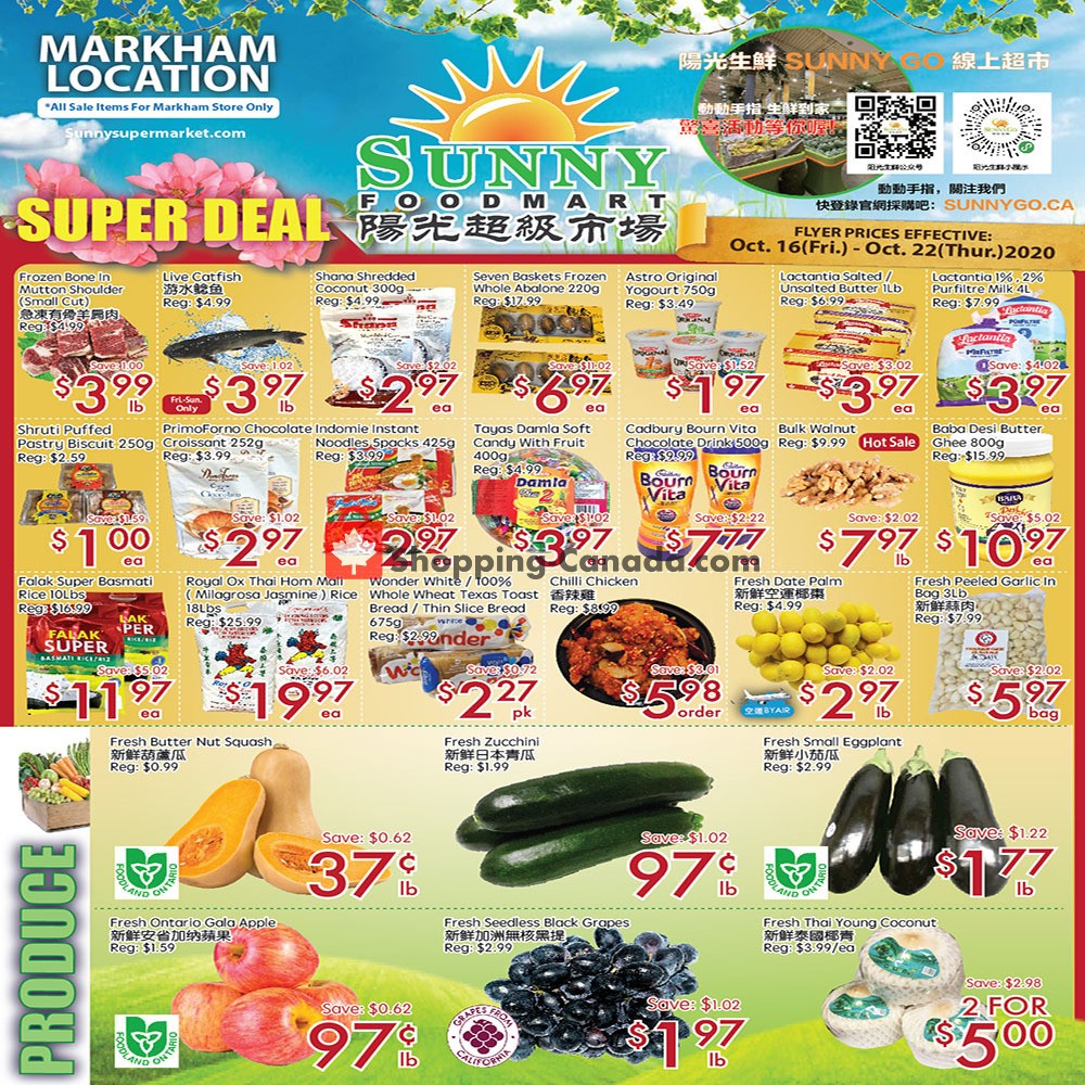 Sunny Foodmart flyer from Friday October 16, 2020 to Thursday October 22, 2020 - page 1