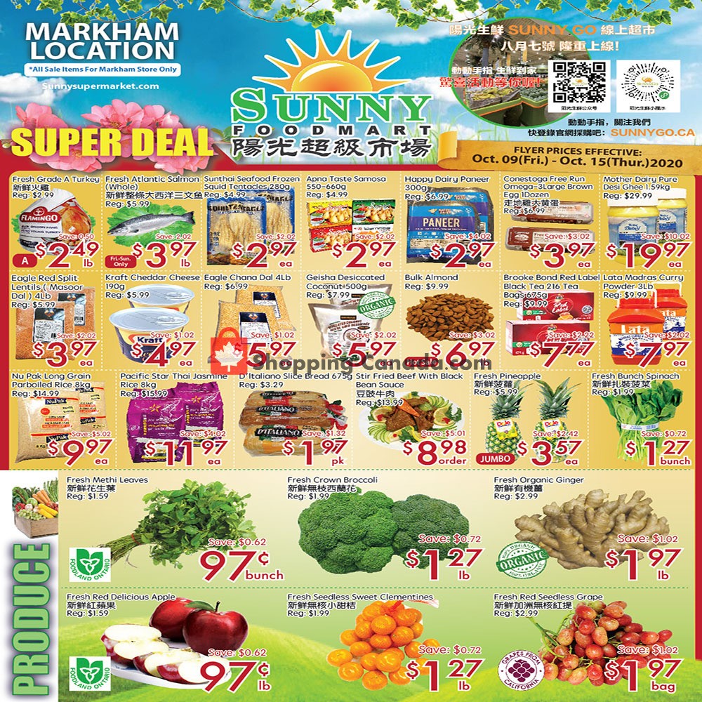 Sunny Foodmart flyer from Friday October 9, 2020 to Thursday October 15, 2020 - page 1