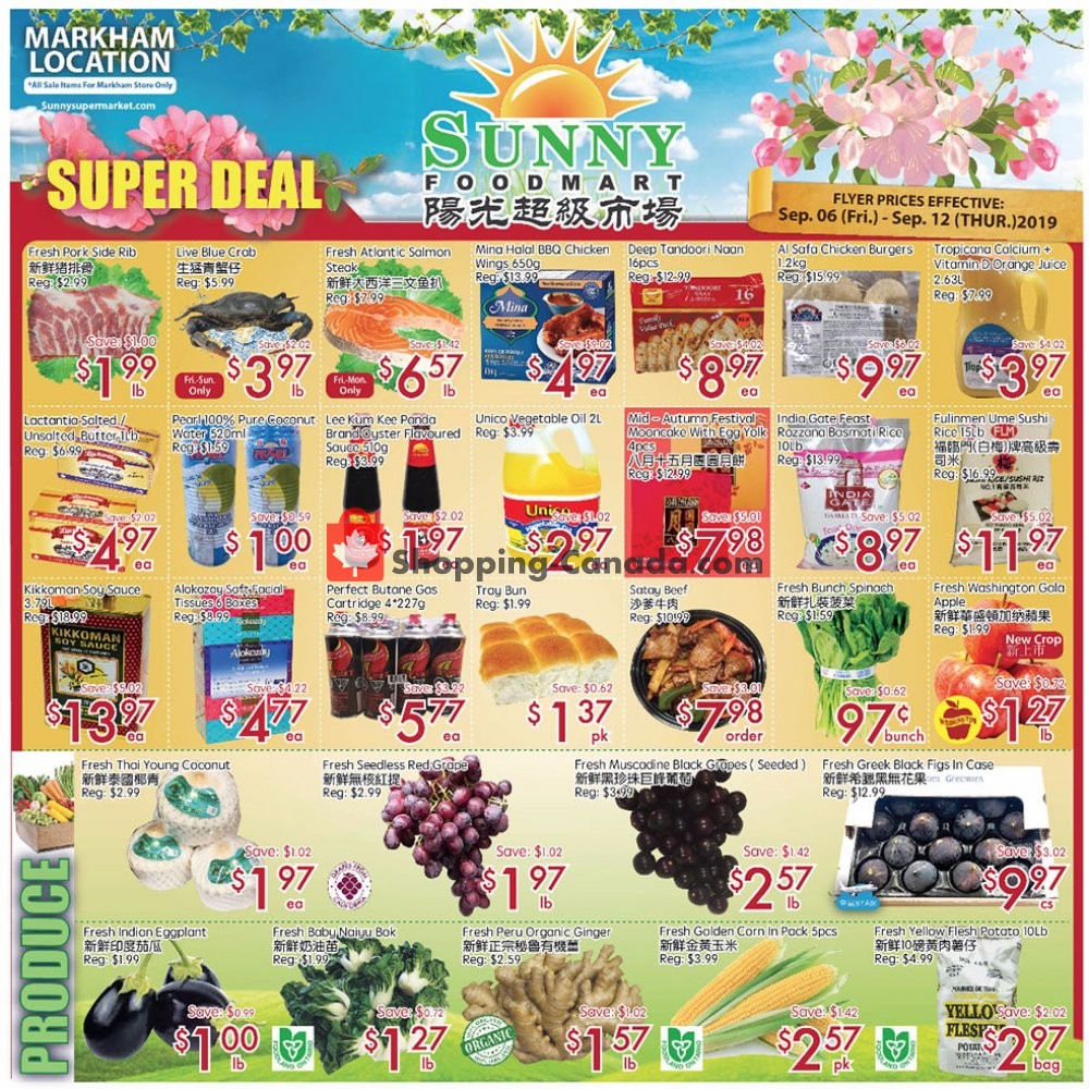 Sunny Foodmart flyer from Friday September 6, 2019 to Thursday September 12, 2019 - page 1