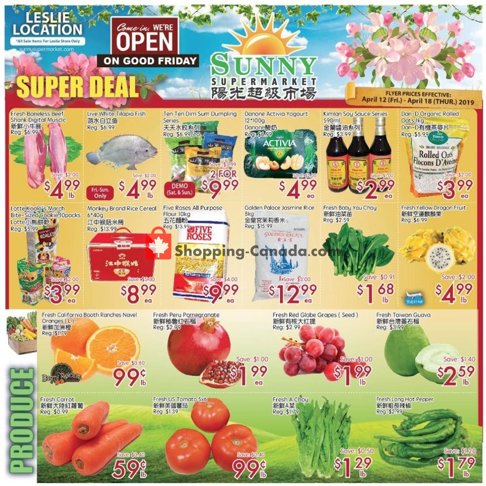 Sunny Foodmart flyer from Friday April 12, 2019 to Thursday April 18, 2019 - page 1