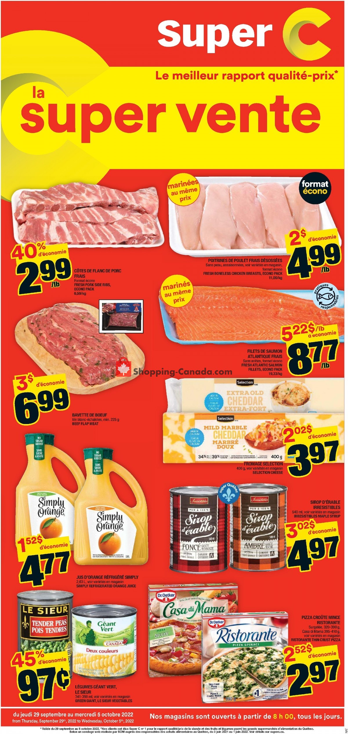 Super C Canada, flyer (Super Vente) September 29 October 5, 2022