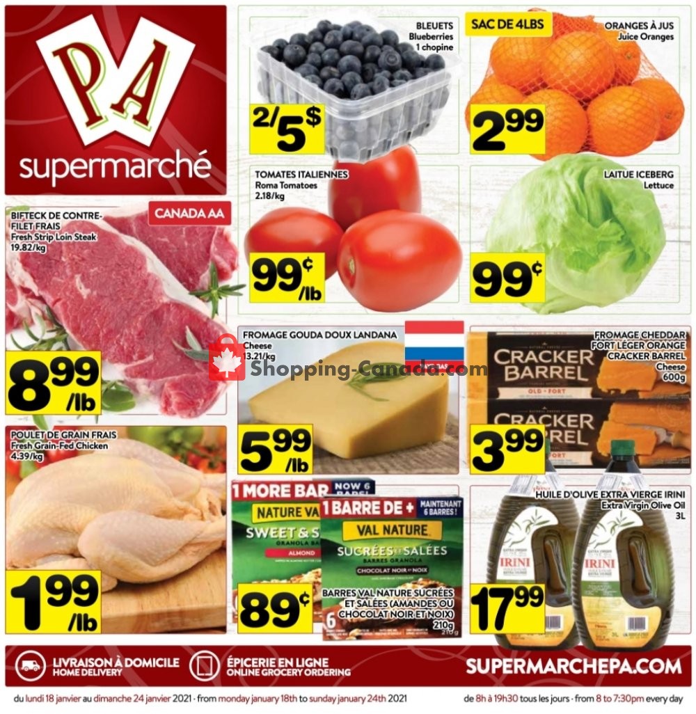 Supermarché PA flyer from Monday January 18, 2021 to Sunday January 24, 2021 - page 1