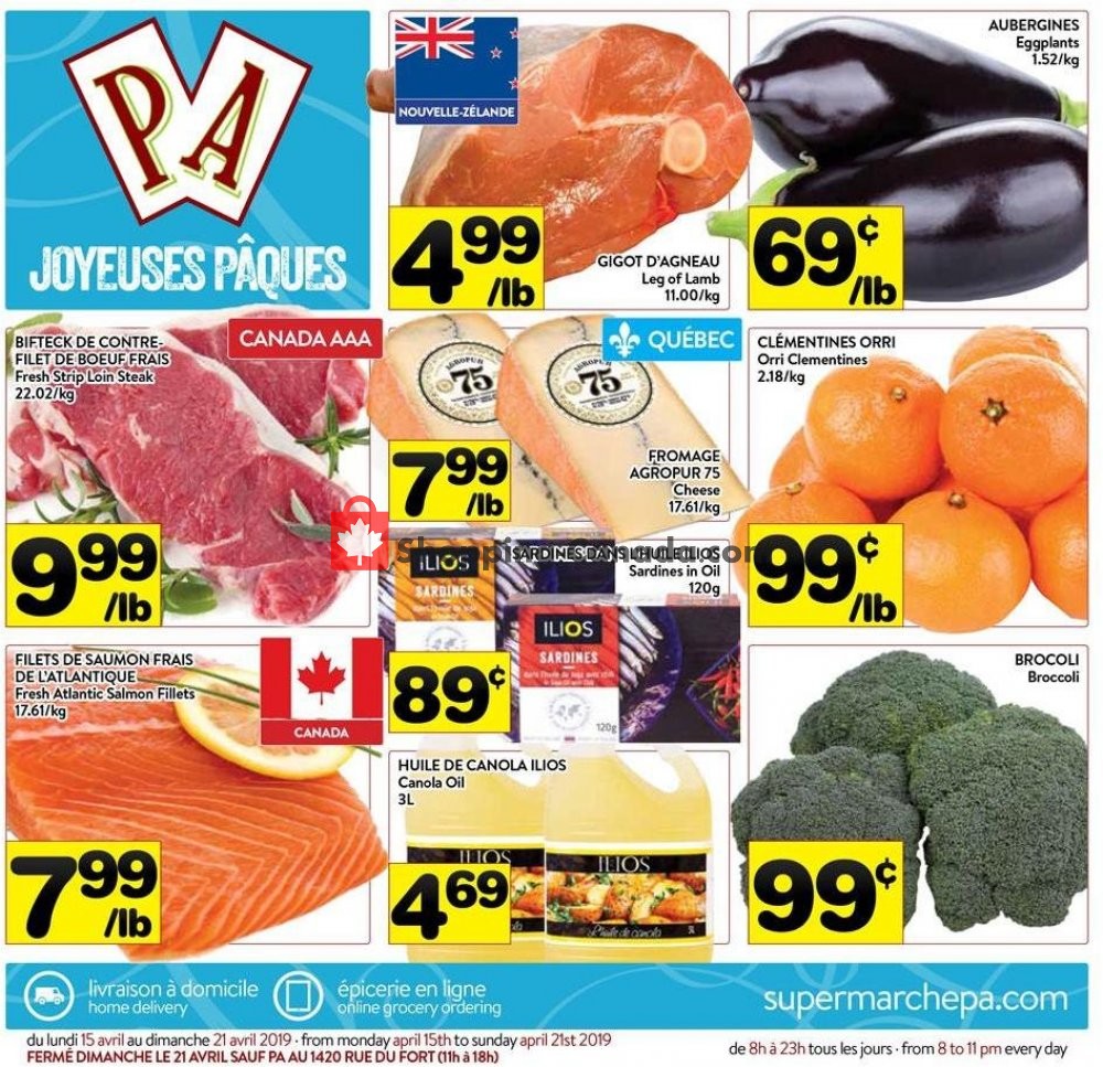 Supermarché PA flyer from Monday April 15, 2019 to Sunday April 21, 2019 - page 1