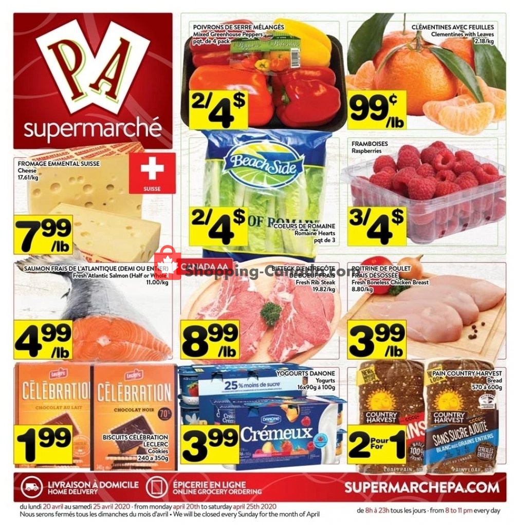 Supermarché PA flyer from Monday April 20, 2020 to Saturday April 25, 2020 - page 1