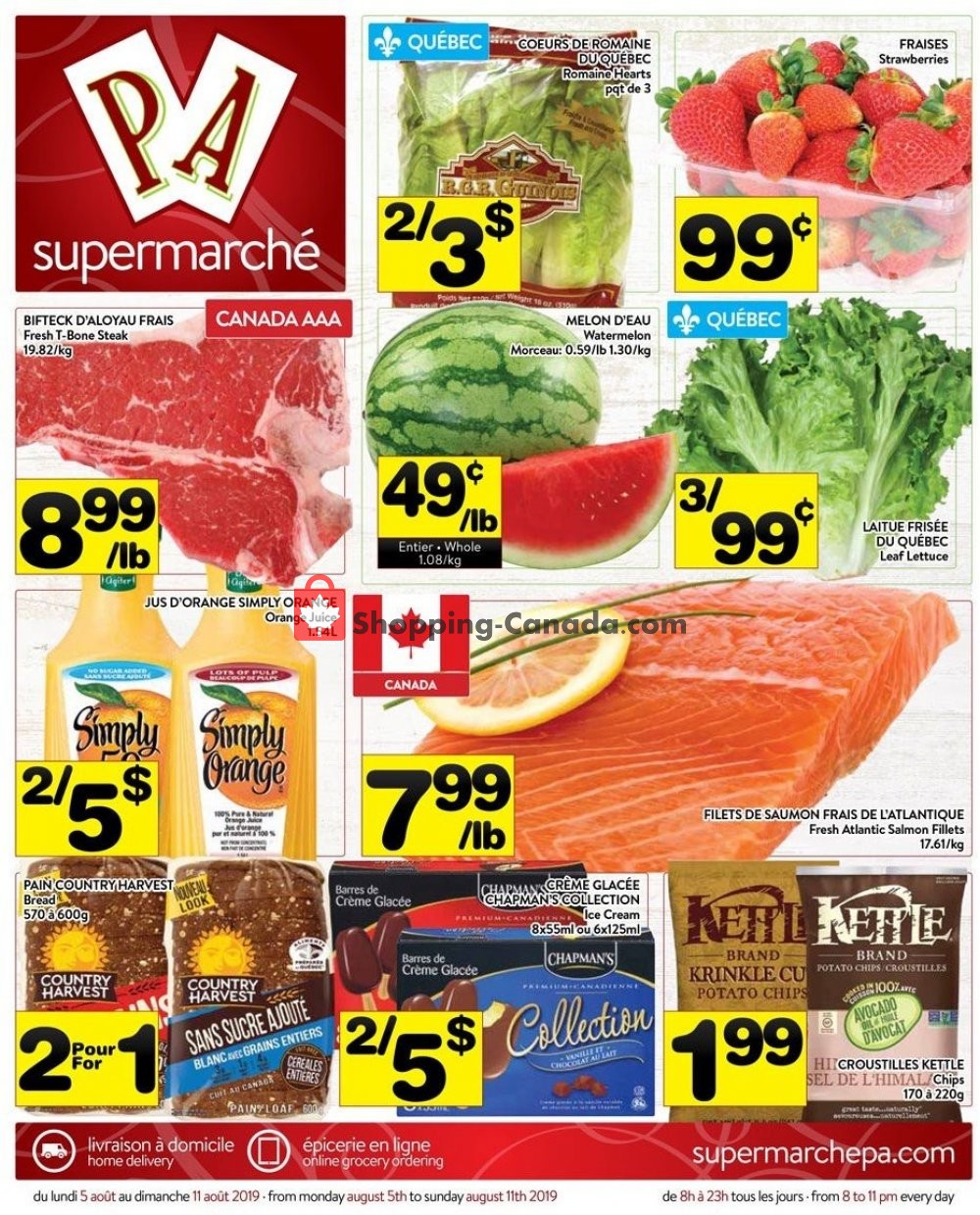 Supermarché PA flyer from Monday August 5, 2019 to Sunday August 11, 2019 - page 1