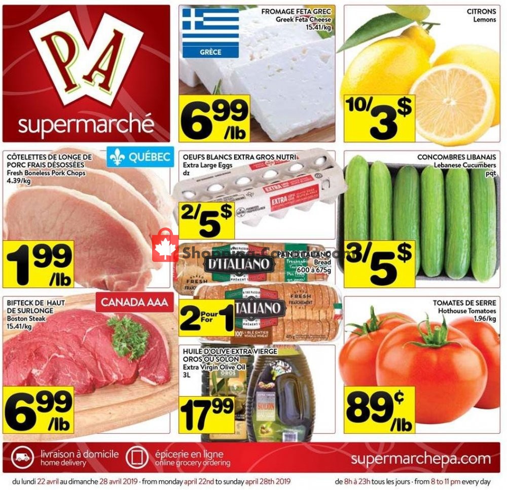 Supermarché PA flyer from Monday April 22, 2019 to Sunday April 28, 2019 - page 1
