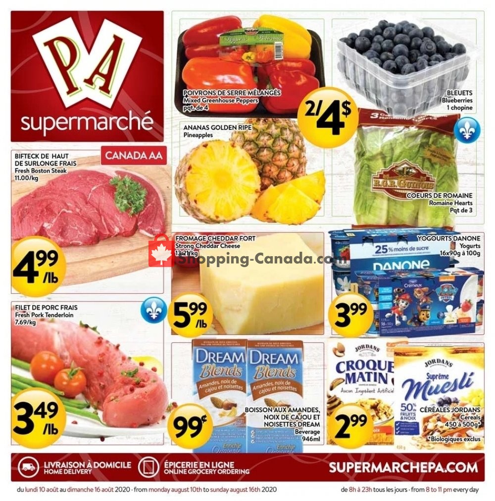 Supermarché PA flyer from Monday August 10, 2020 to Sunday August 16, 2020 - page 1
