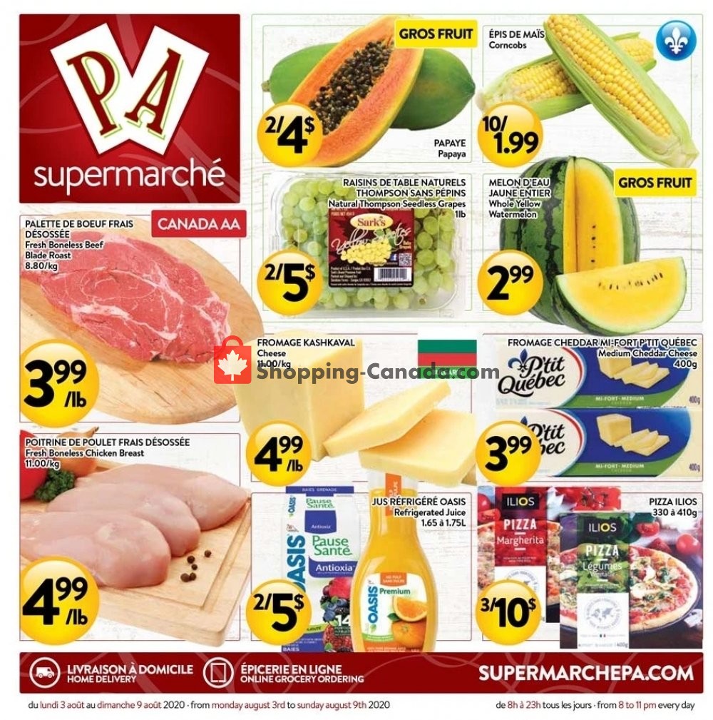 Supermarché PA flyer from Monday August 3, 2020 to Sunday August 9, 2020 - page 1