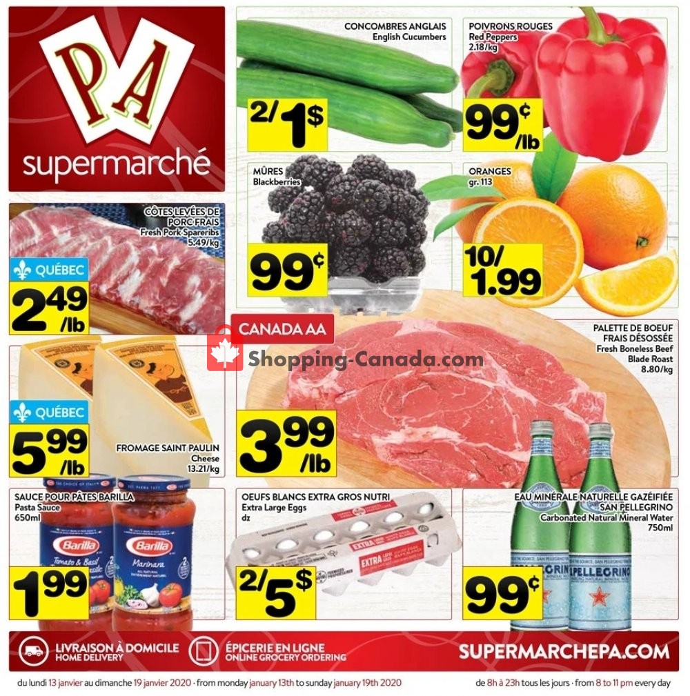 Supermarché PA flyer from Monday January 13, 2020 to Sunday January 19, 2020 - page 1