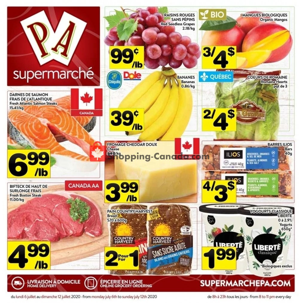 Supermarché PA flyer from Monday July 6, 2020 to Sunday July 12, 2020 - page 1