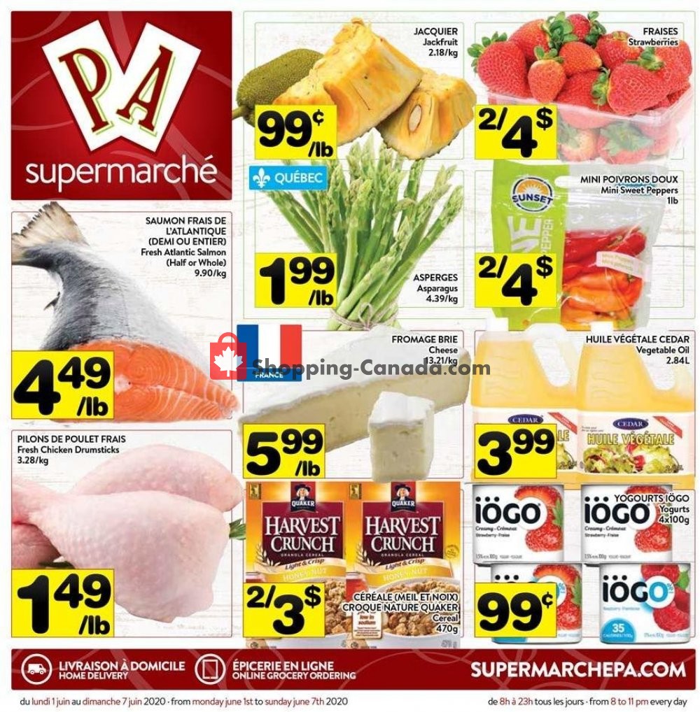 Supermarché PA flyer from Monday June 1, 2020 to Sunday June 7, 2020 - page 1