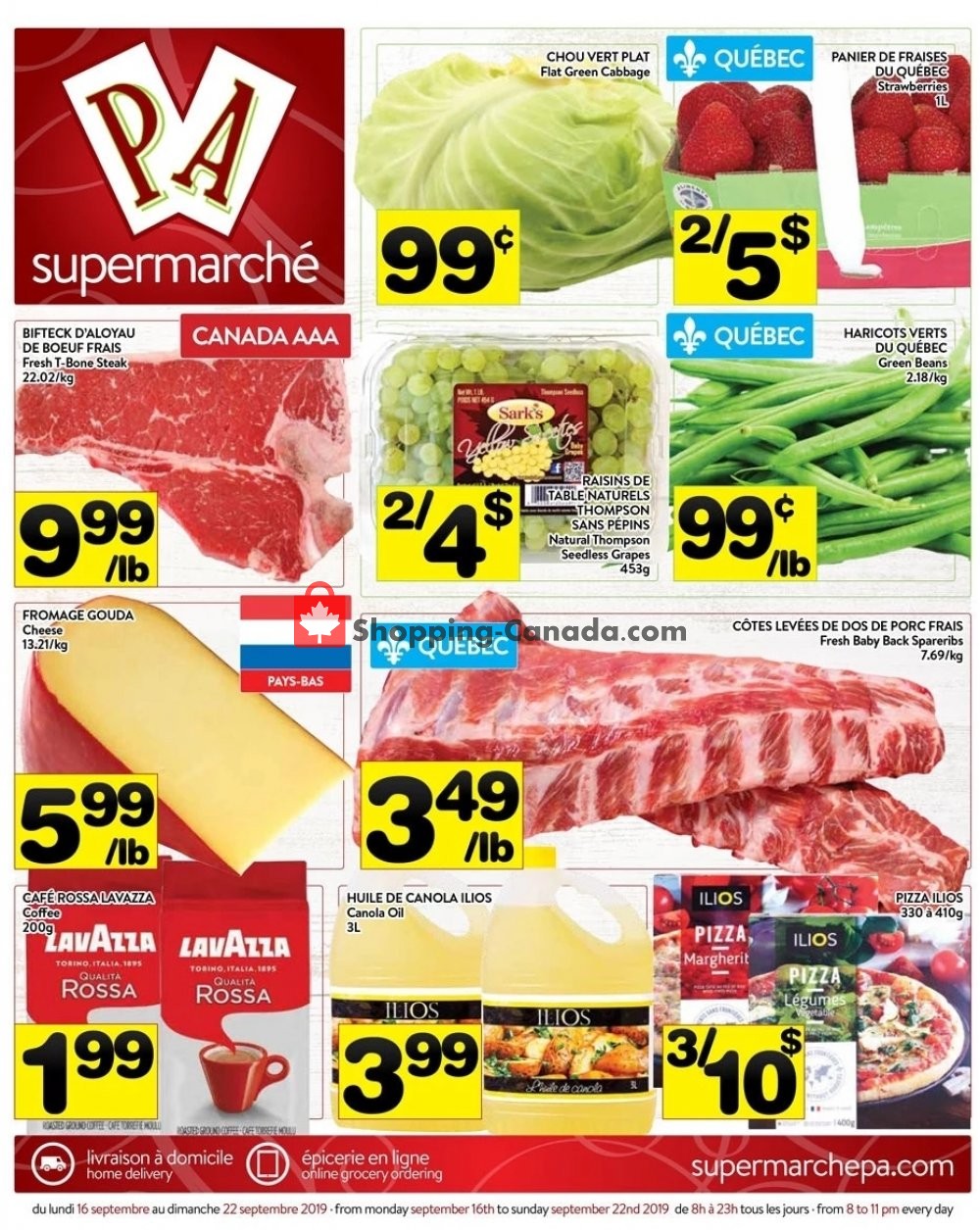 Supermarché PA flyer from Monday September 16, 2019 to Sunday September 22, 2019 - page 1