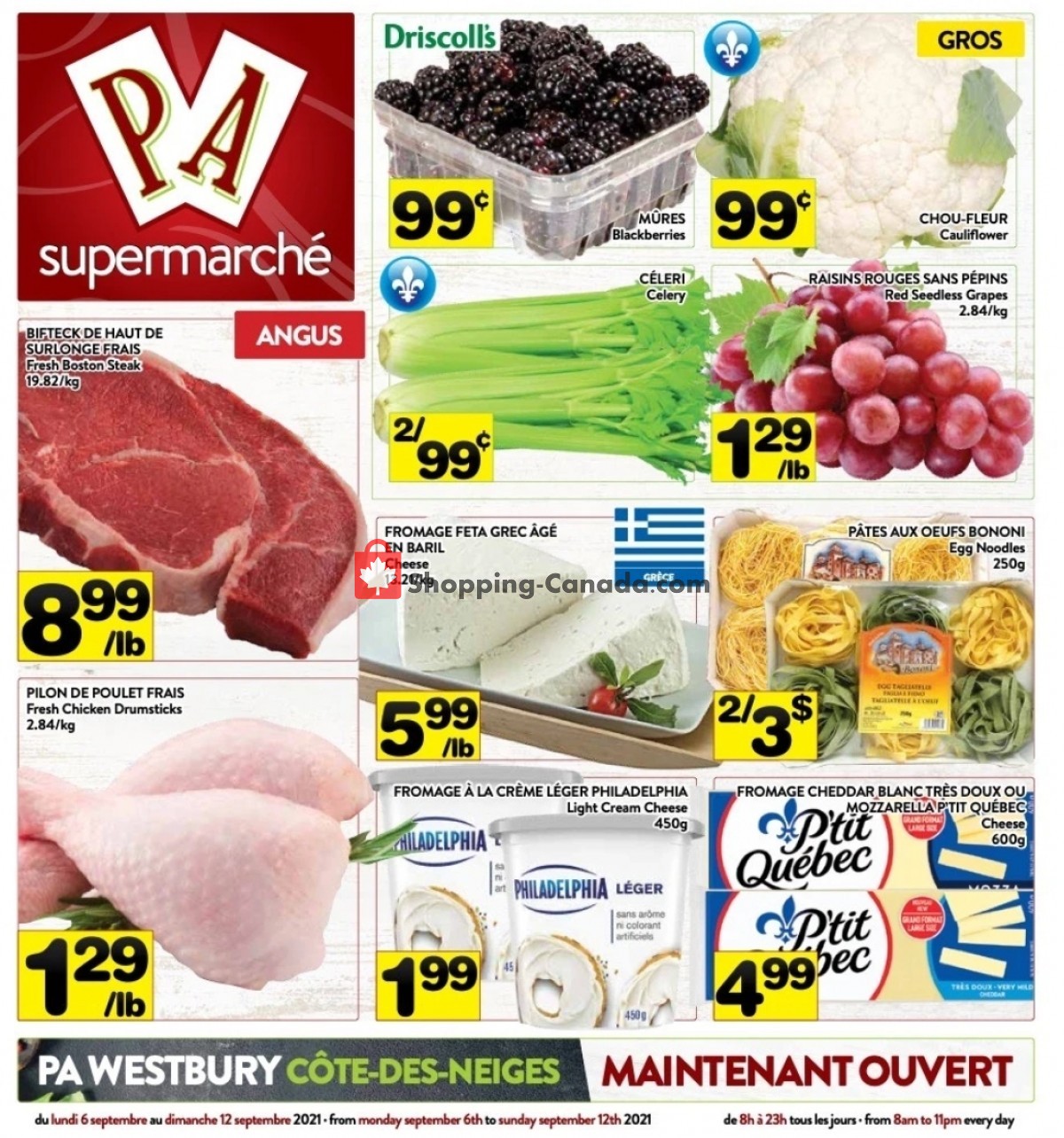 Supermarché PA flyer from Monday September 6, 2021 to Sunday September 12, 2021 - page 1