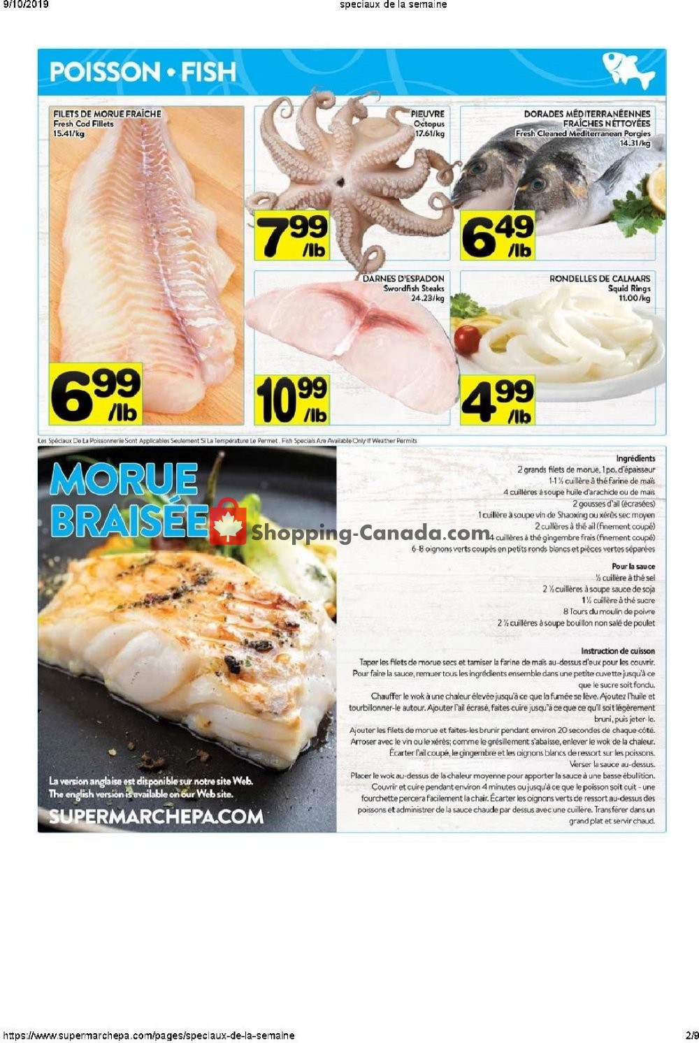 Supermarché PA flyer from Monday September 9, 2019 to Sunday September 15, 2019 - page 2