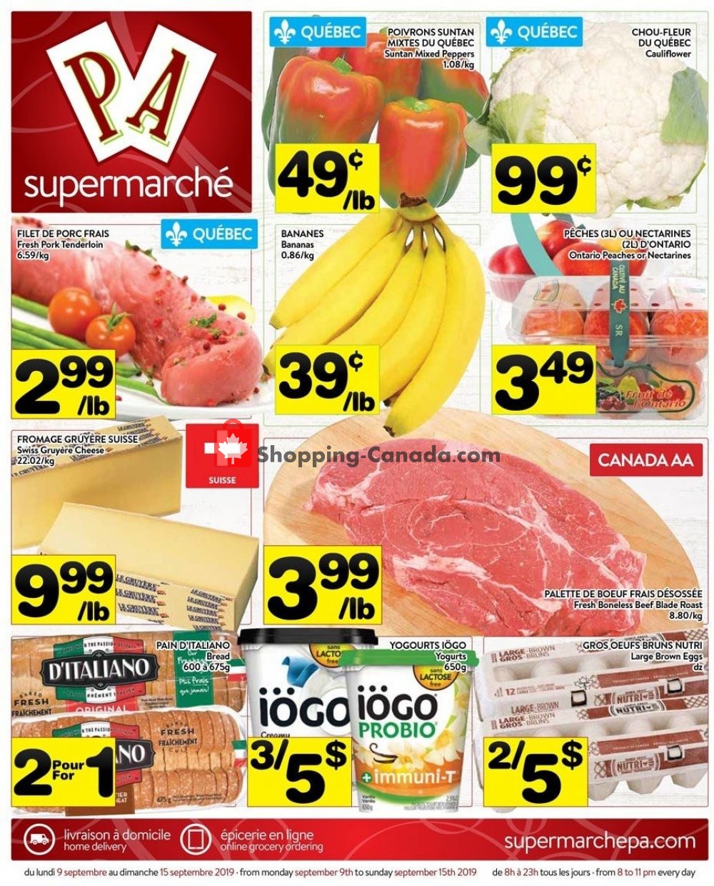 Supermarché PA flyer from Monday September 9, 2019 to Sunday September 15, 2019 - page 1