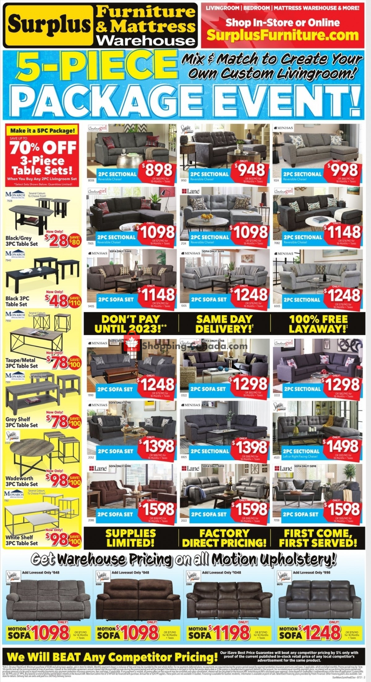 Surplus Furniture And Mattress Store flyer from Monday July 12, 2021 to Sunday August 1, 2021 - page 1
