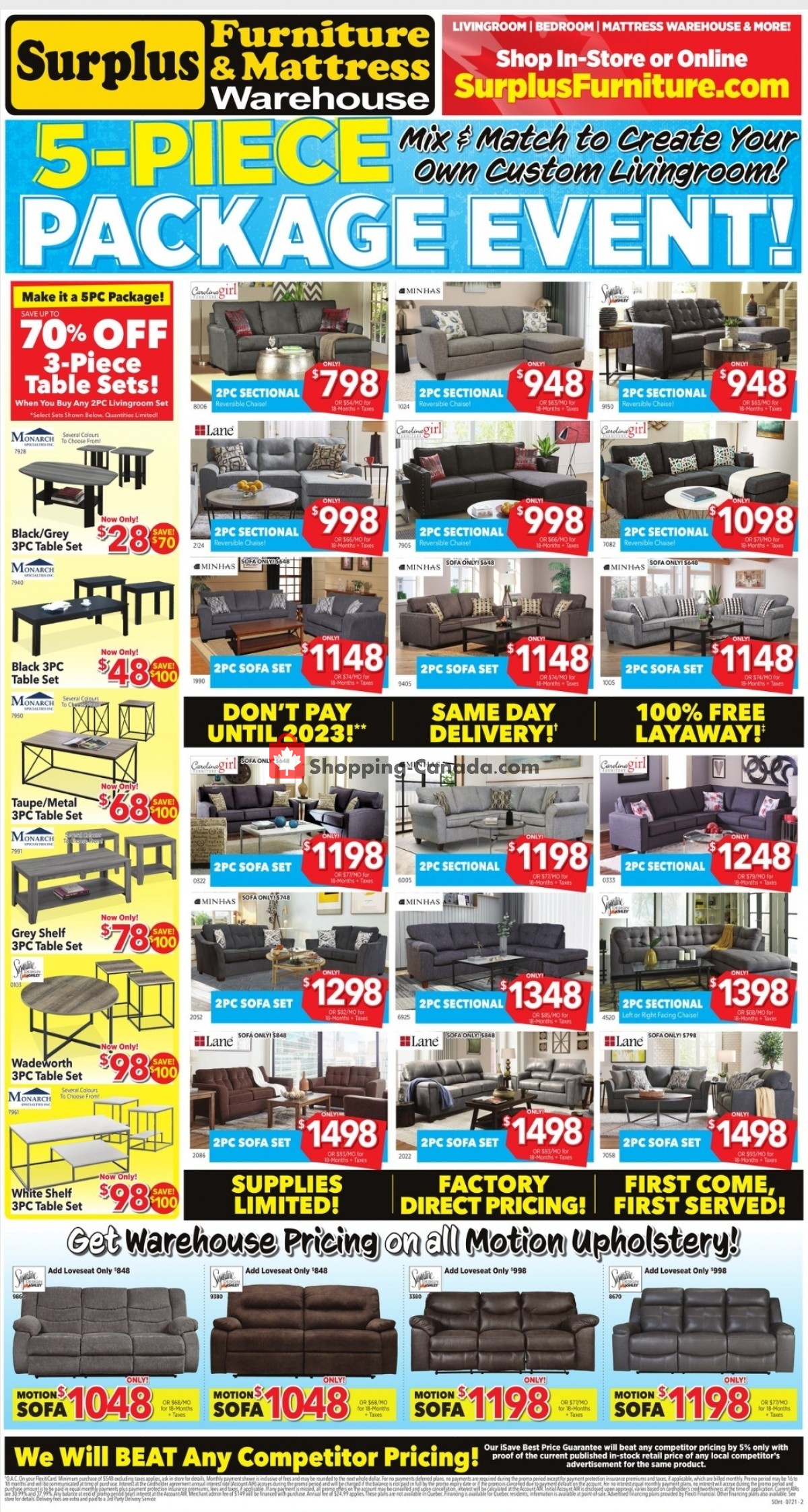 Surplus Furniture And Mattress Store flyer from Monday July 12, 2021 to Sunday August 1, 2021 - page 1