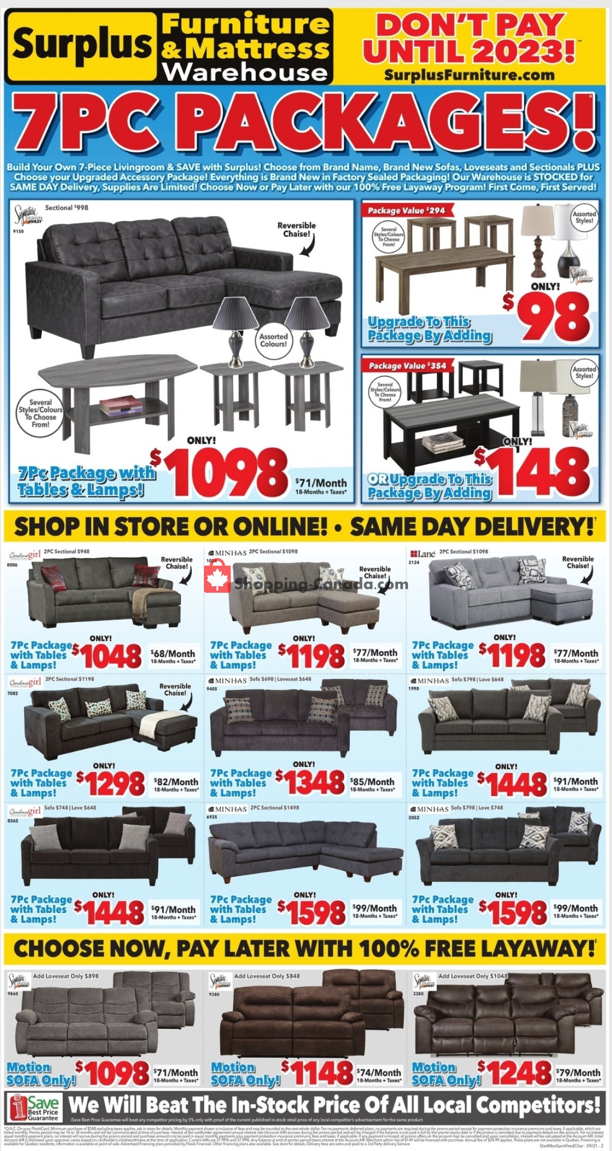 Surplus Furniture And Mattress Store flyer from Monday September 6, 2021 to Sunday September 19, 2021 - page 1