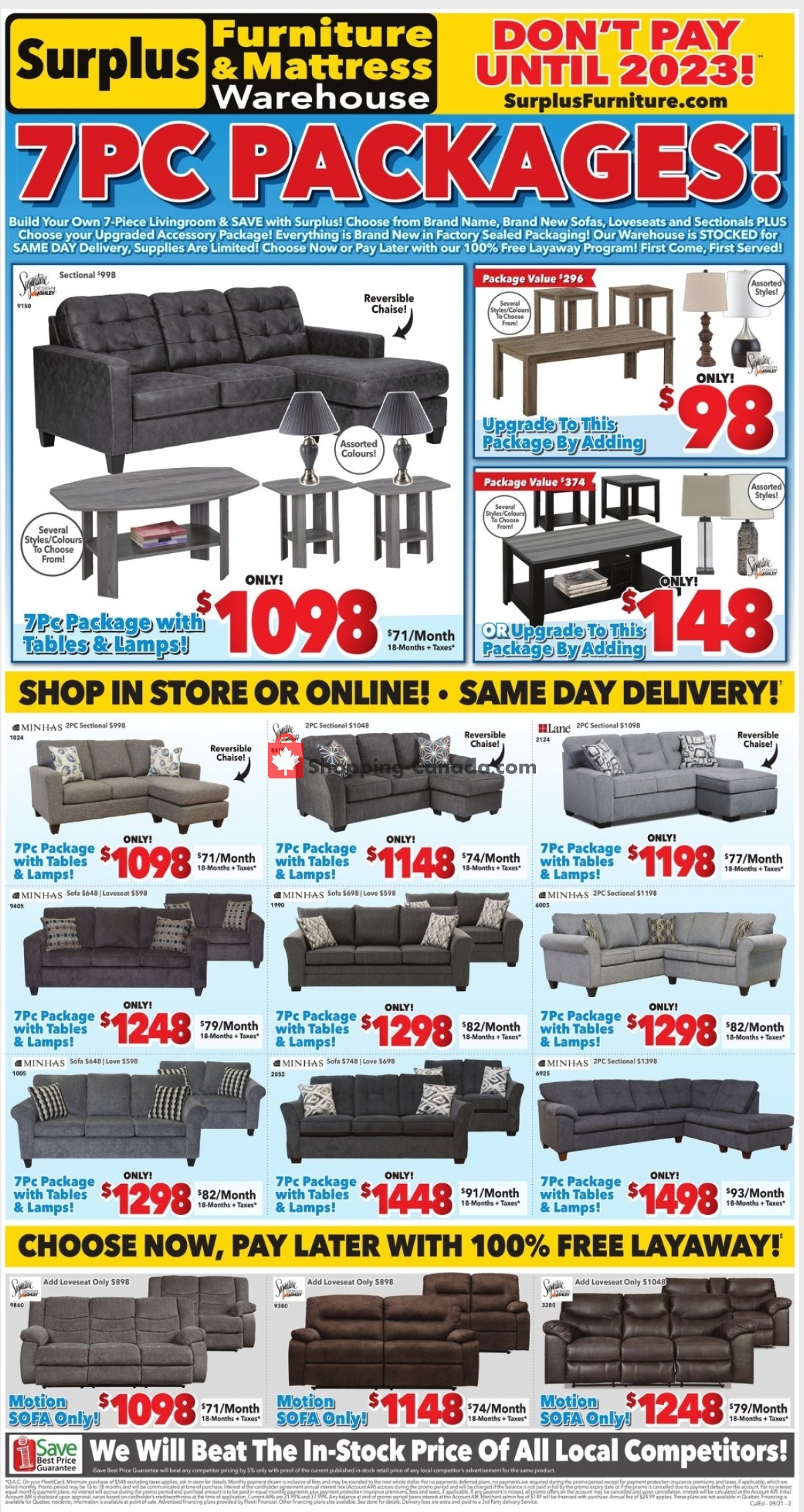 Surplus Furniture And Mattress Store flyer from Monday September 6, 2021 to Sunday September 19, 2021 - page 1
