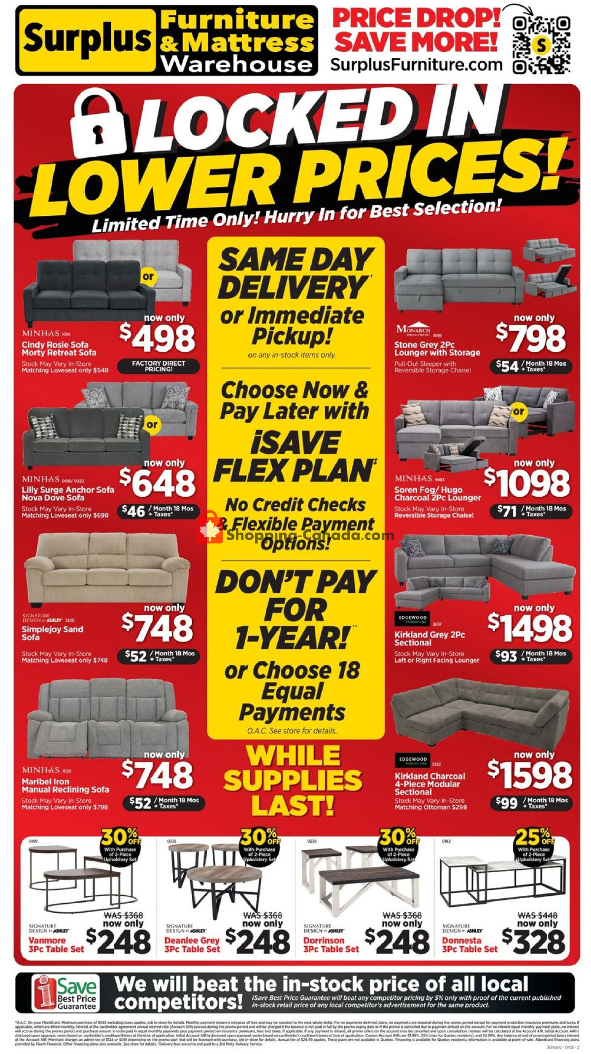 Surplus Furniture And Mattress Store flyer from Monday April 6, 2026 to Sunday April 19, 2026 - page 1