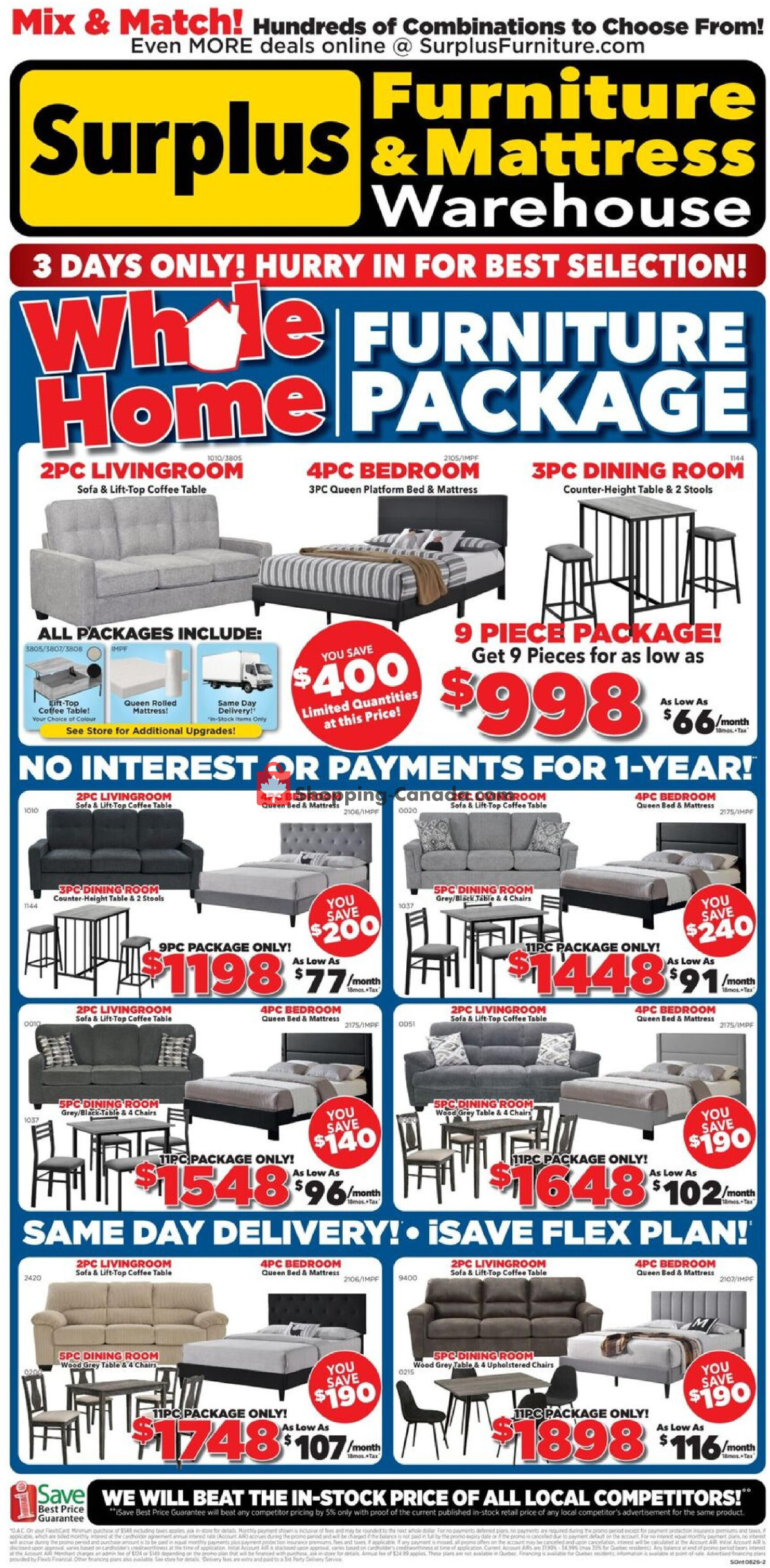 Surplus Furniture And Mattress Store flyer from Monday July 27, 2026 to Sunday August 2, 2026 - page 1