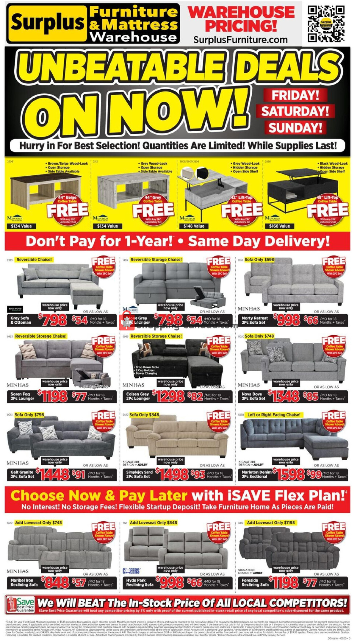 Surplus Furniture And Mattress Store flyer from Sunday June 14, 2026 to Sunday June 28, 2026 - page 1