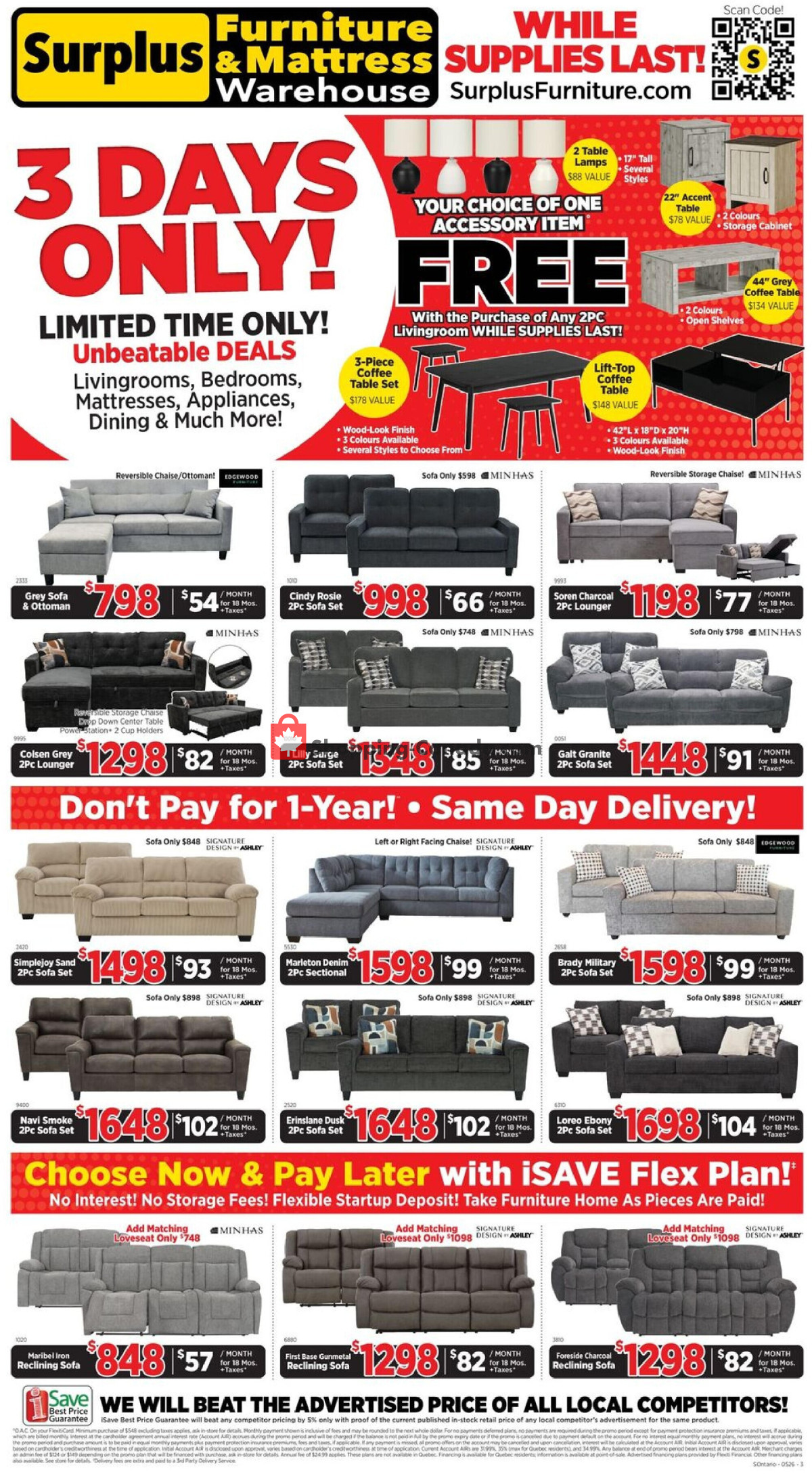 Surplus Furniture And Mattress Store flyer from Monday May 18, 2026 to Sunday May 24, 2026 - page 1