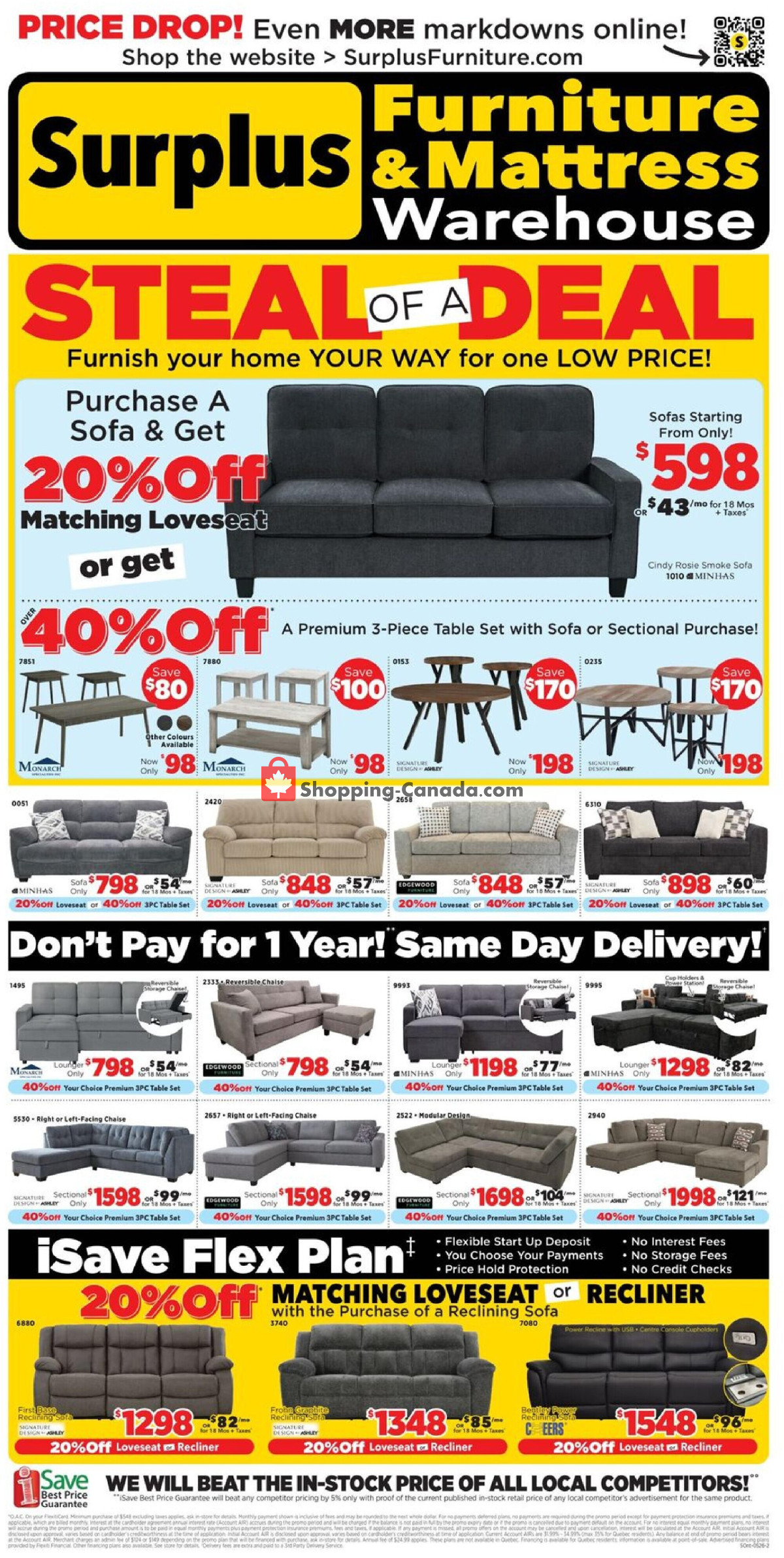 Surplus Furniture And Mattress Store flyer from Monday May 4, 2026 to Sunday May 17, 2026 - page 1