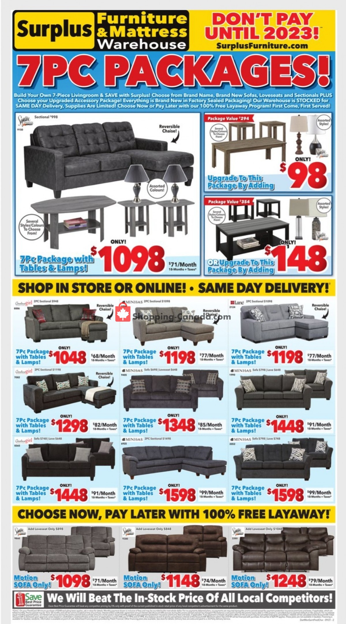 Surplus Furniture And Mattress Store flyer from Monday September 6, 2021 to Sunday September 12, 2021 - page 1