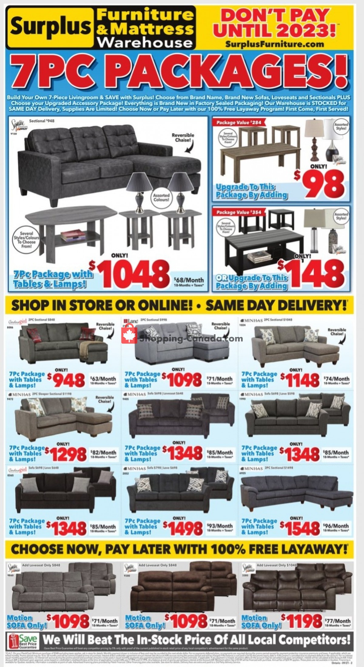 Surplus Furniture And Mattress Store flyer from Monday September 6, 2021 to Sunday September 19, 2021 - page 1