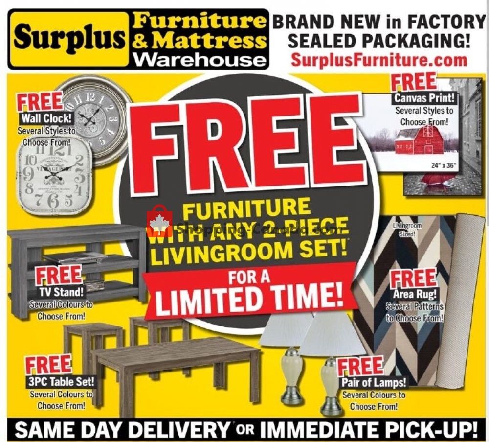 Surplus Furniture And Mattress Store Canada, flyer (Same Day Delivery