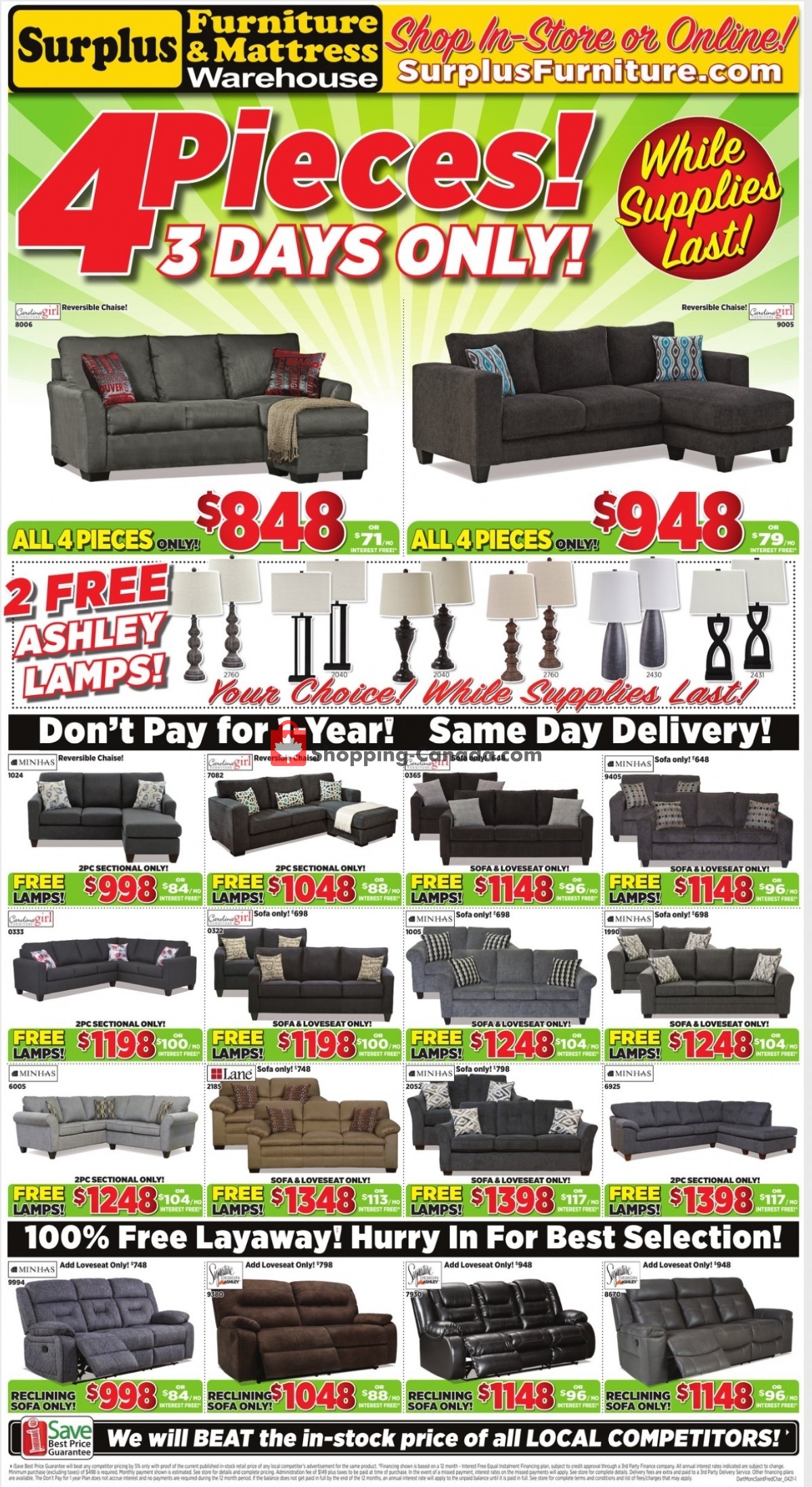 Surplus Furniture And Mattress Store flyer from Monday April 5, 2021 to Sunday April 11, 2021 - page 1