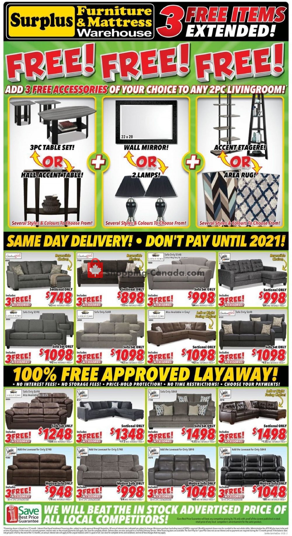 Surplus Furniture And Mattress Store flyer from Tuesday January 14, 2020 to Monday January 27, 2020 - page 1