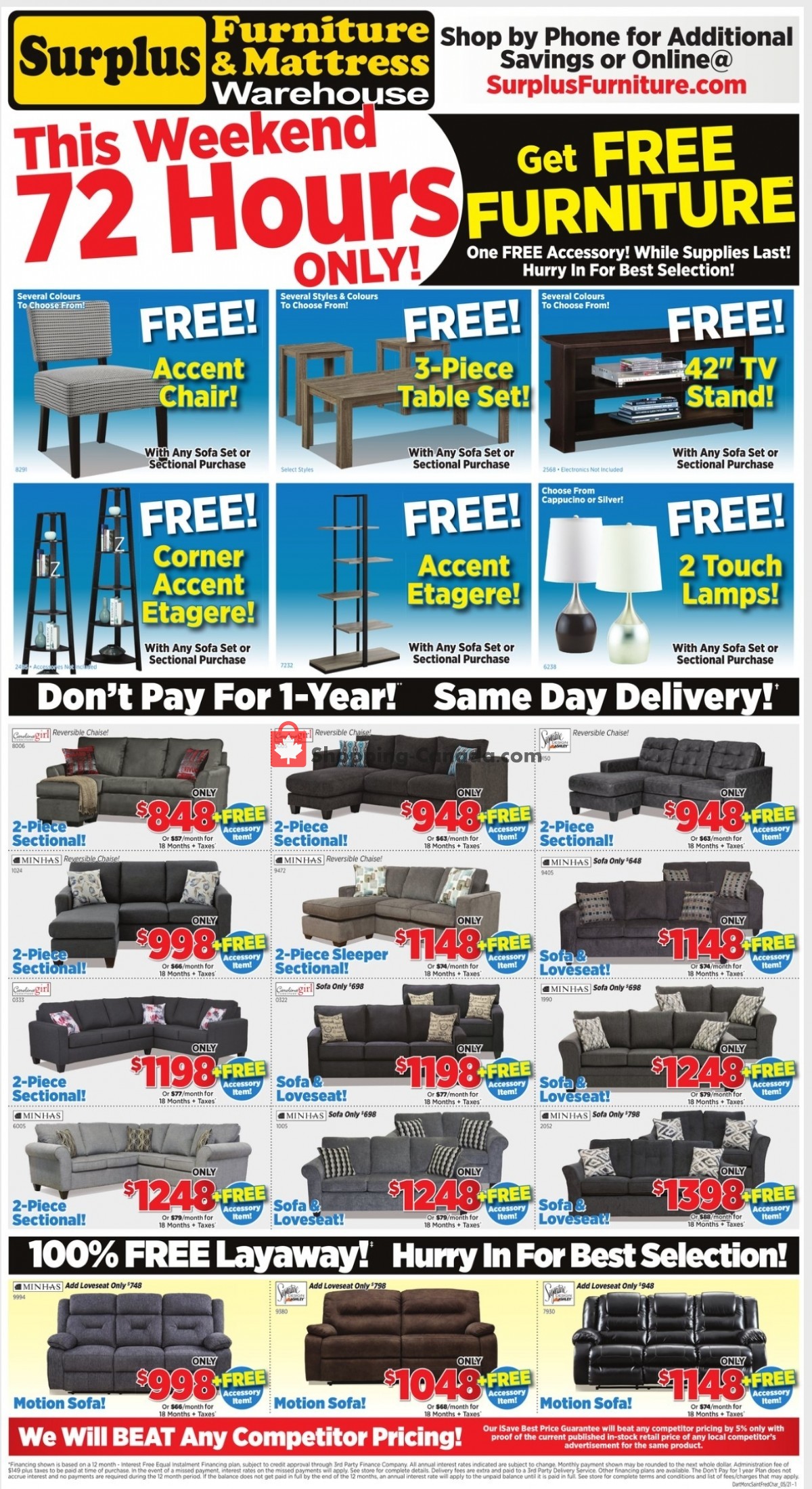 Surplus Furniture And Mattress Store flyer from Monday May 3, 2021 to Sunday May 9, 2021 - page 1