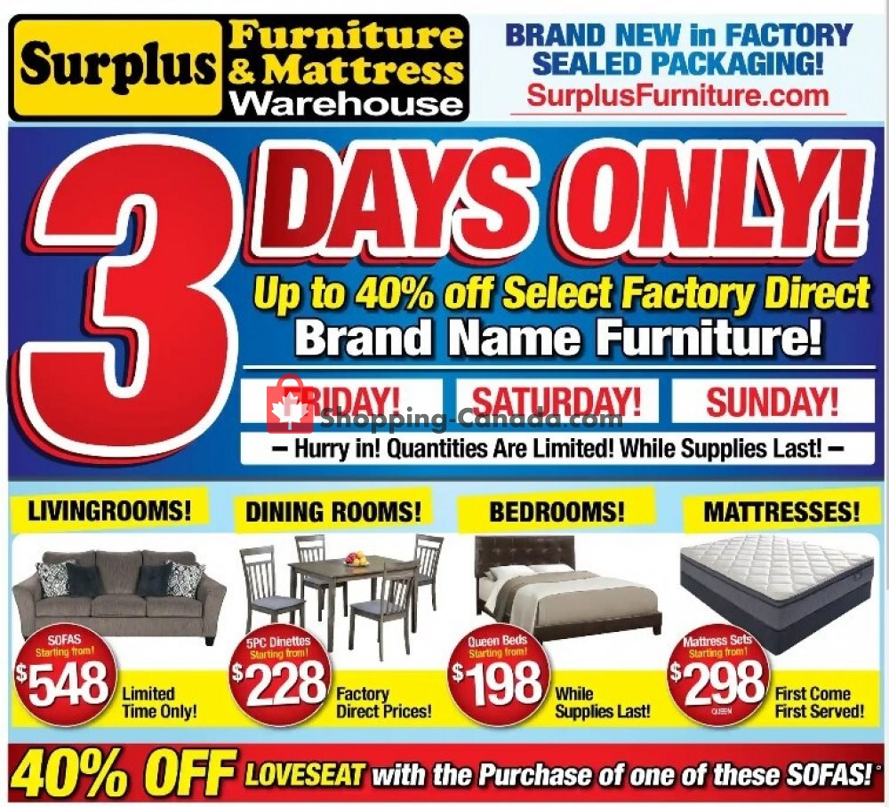 Surplus Furniture And Mattress Store Canada, flyer (Special Offer