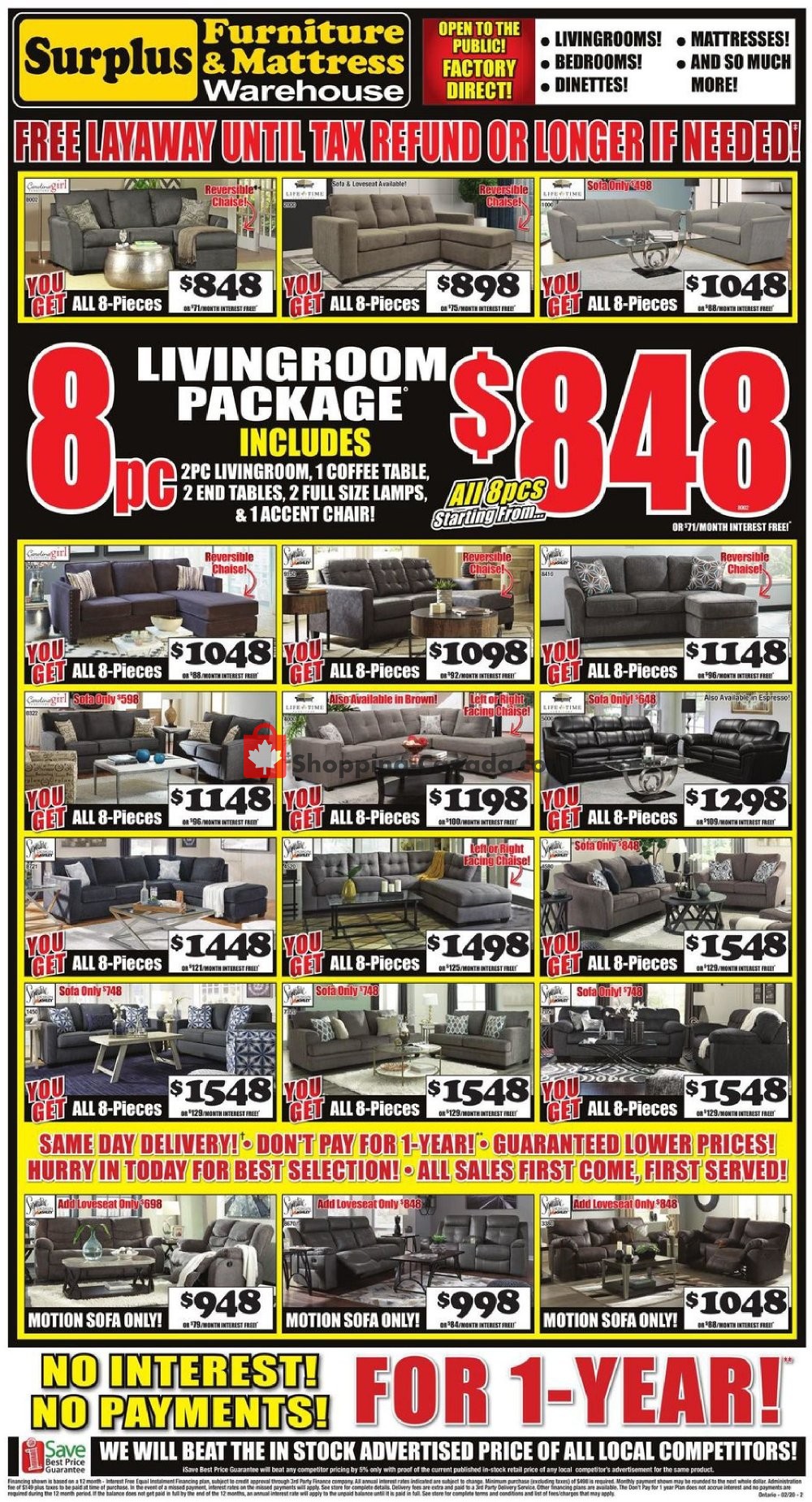 Surplus Furniture And Mattress Store flyer from Tuesday February 4, 2020 to Monday February 24, 2020 - page 1