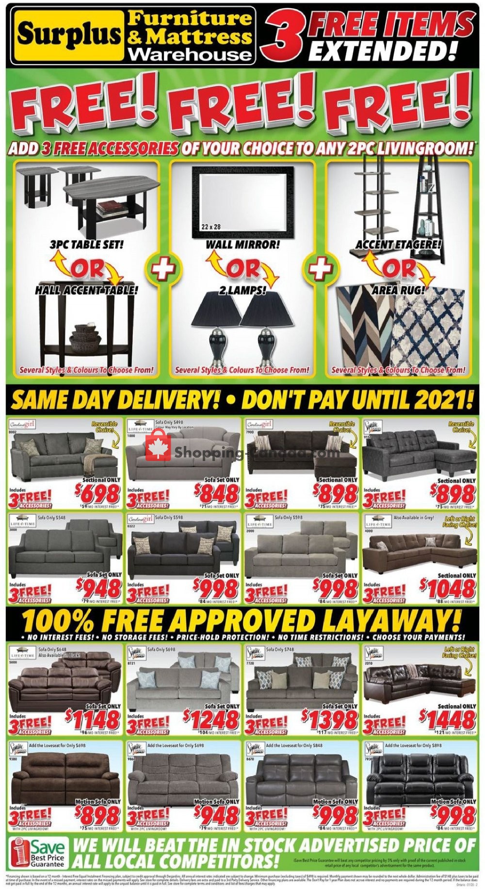Surplus Furniture And Mattress Store flyer from Tuesday January 14, 2020 to Monday January 27, 2020 - page 1