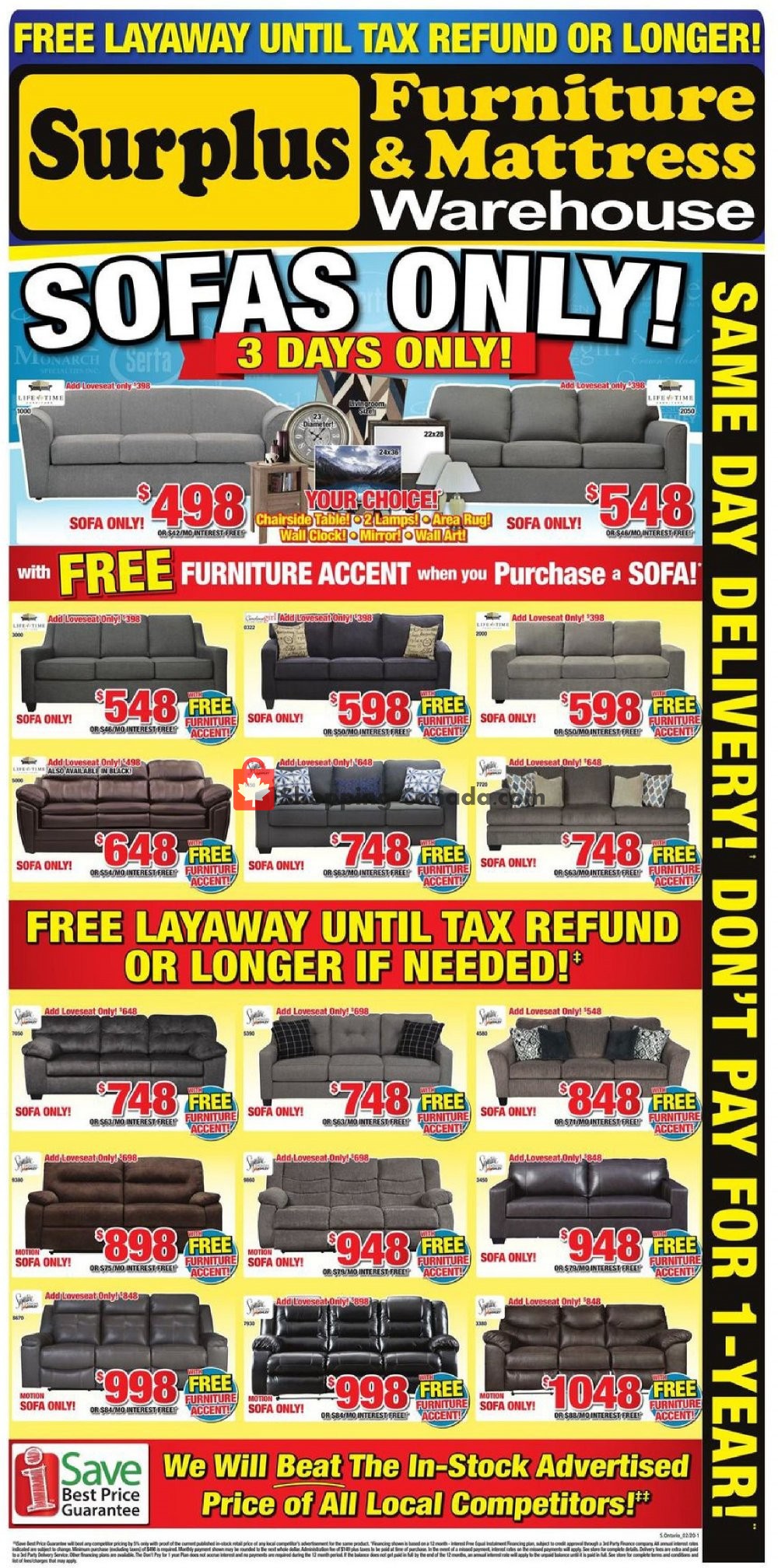 Surplus Furniture And Mattress Store flyer from Tuesday January 28, 2020 to Monday February 3, 2020 - page 1