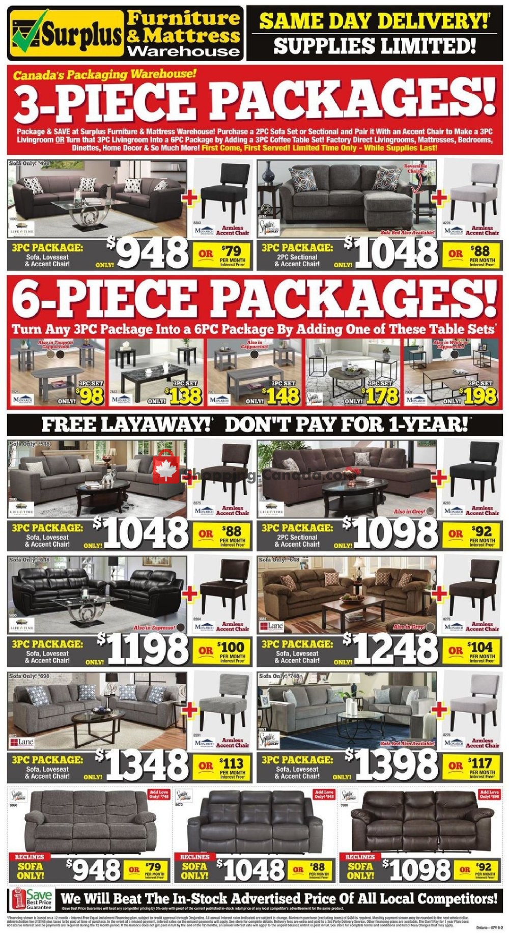 Surplus Furniture And Mattress Store flyer from Tuesday July 9, 2019 to Monday July 29, 2019 - page 1