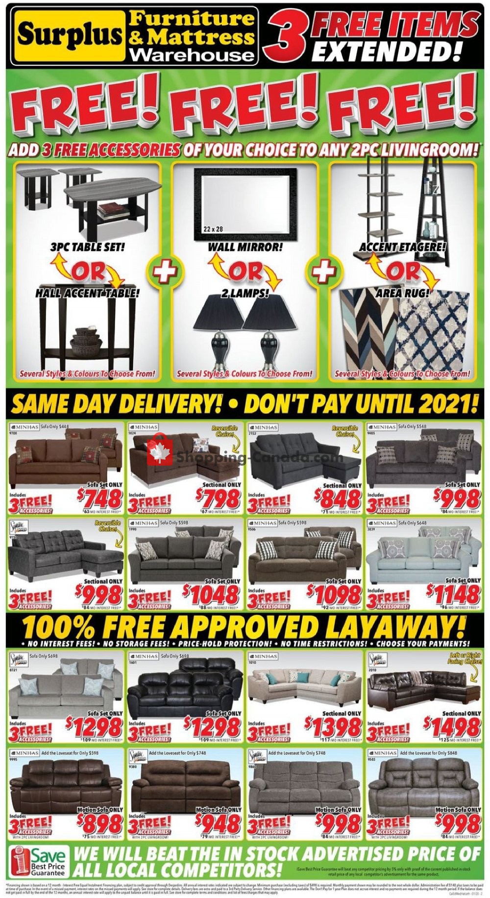 Surplus Furniture And Mattress Store flyer from Tuesday January 14, 2020 to Monday January 27, 2020 - page 1