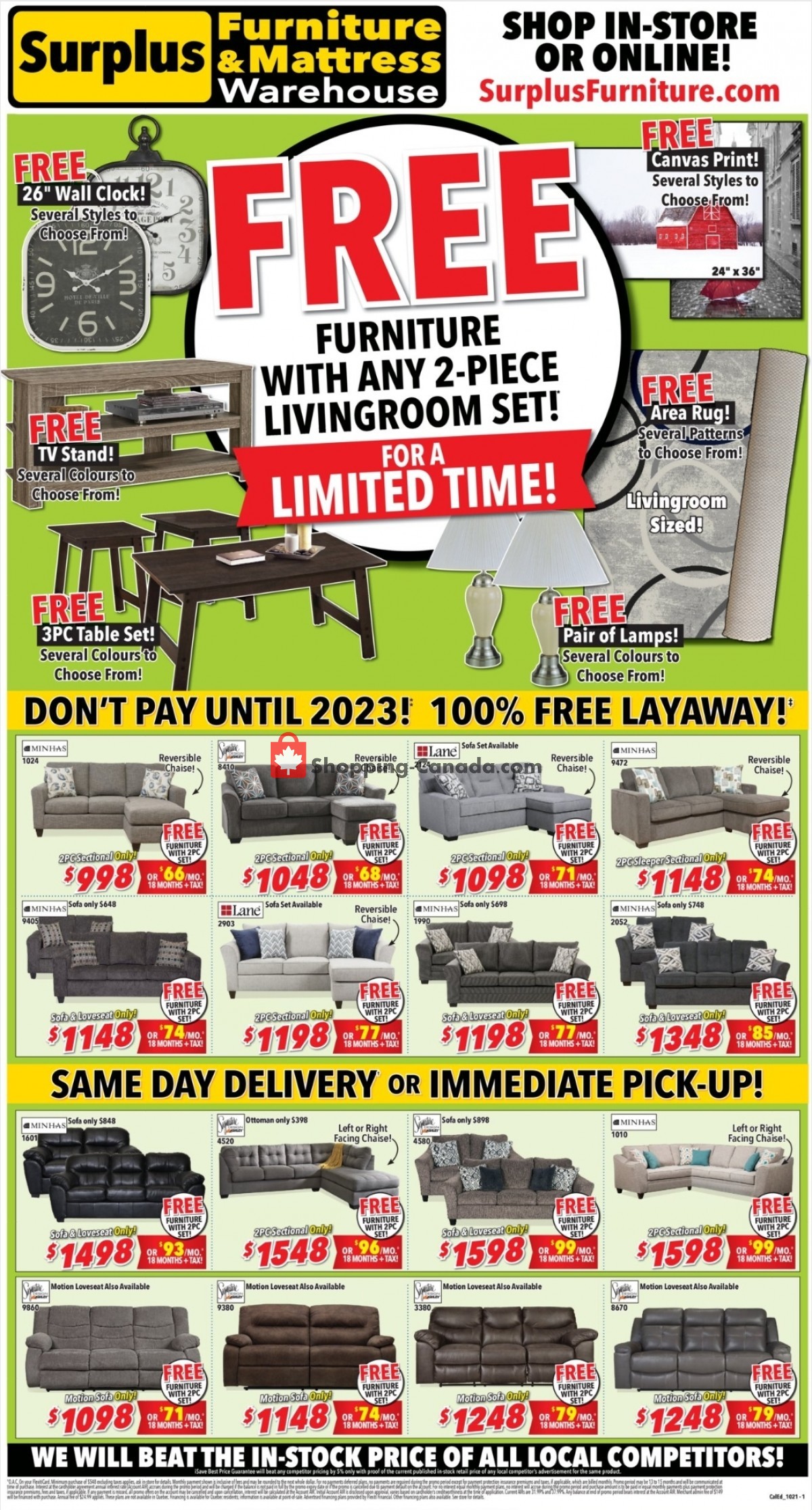 Surplus Furniture And Mattress Store flyer from Monday October 4, 2021 to Sunday October 24, 2021 - page 1