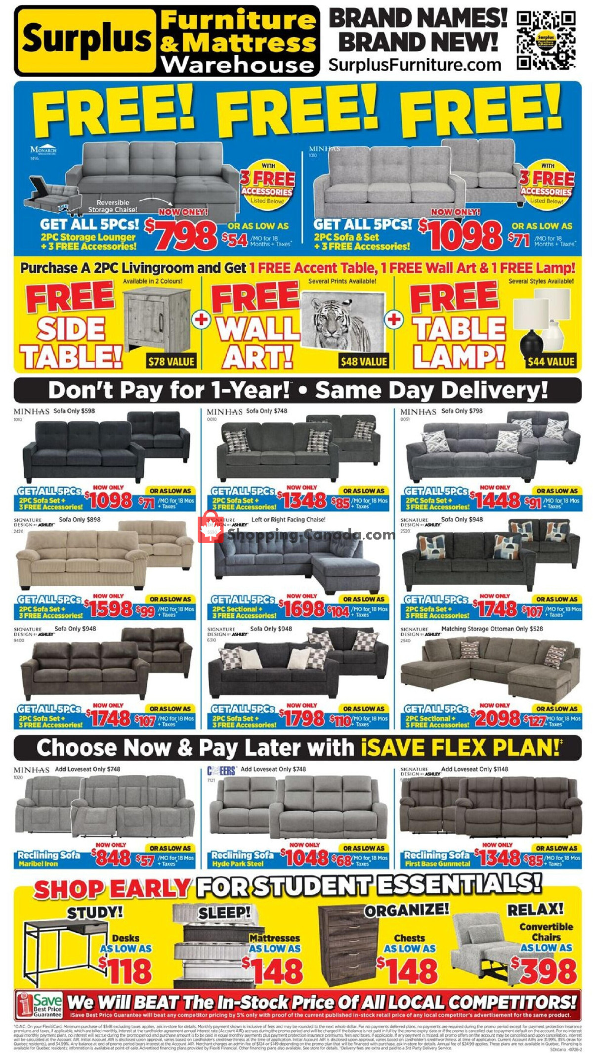 Surplus Furniture And Mattress Store flyer from Monday July 6, 2026 to Sunday July 26, 2026 - page 1