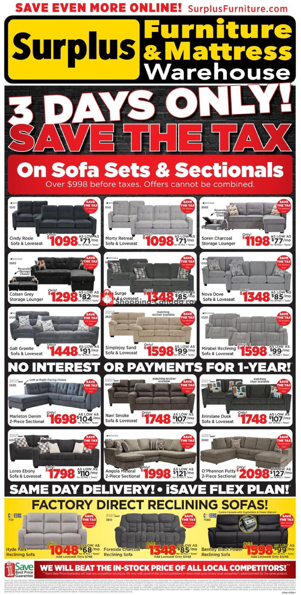 Surplus Furniture And Mattress Store flyer from Monday June 29, 2026 to Sunday July 5, 2026 - page 1