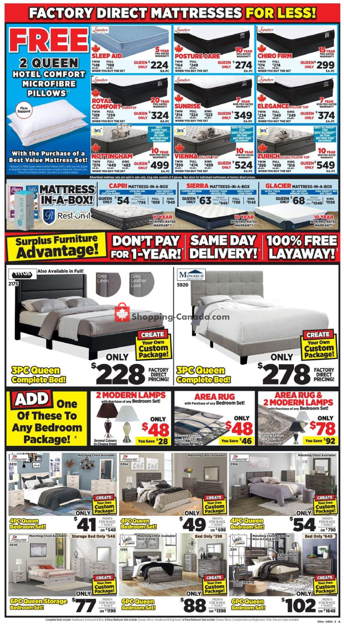 Surplus Furniture And Mattress Store flyer from Monday April 8, 2024 to Sunday April 28, 2024 - page 2